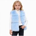 thumbnail image 1 of mgoYE Kids Girls Vest Winter Padded Open Front Sherpa Sleeveless Outwear Toddler Thick Fuzzy Warm Jackets(Light Blue,8-9 Years), 1 of 4