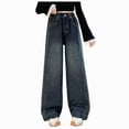 thumbnail image 1 of mgoYE Kids Jeans for Girl 4-16 Girl's Ripped Flare Bell Bottom Jeans High Waist Denim Pants with Pockets Kids Jeans Girls(Dark Blue,9-10 Years), 1 of 9