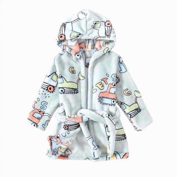 mgoYE Kids Little Boys Girls Cartoon Hooded Bathrobe Toddler Robe Pajamas Sleepwear(Mint Green,4-5 Years)
