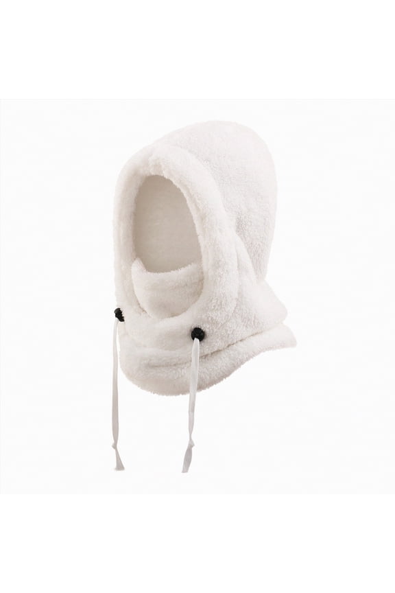 Kids Ski Mask for Boys Girls, Fleece Winter Face Mask Hat for Kids Toddler, Warm Balaclava Hood Neck Scarf(White,3-10 Years)