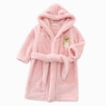 thumbnail image 1 of mgoYE Kids Toddler Cartoon Hooded Plush Robe Animal Pajamas Fleece Bathrobe Children Sleepwear(Pink,4-5 Years), 1 of 5