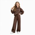 thumbnail image 1 of mgoYE Kids Tween Girls Clothes Tracksuit Set Sweatshirt & Wide Leg Pants Solid Color Casual Outfit 11-12 Years, 1 of 8