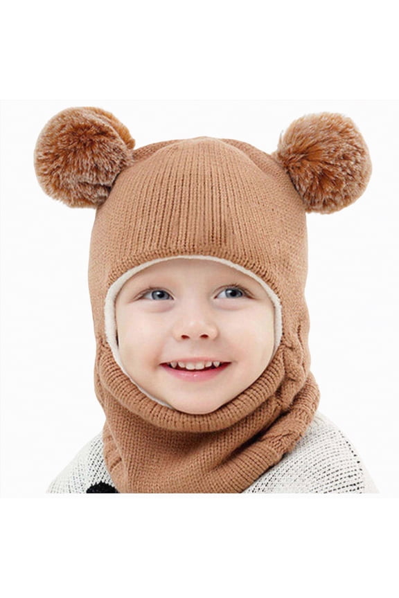 Kids Winter Hats Girls Ski Mask Kids Boys Girls Winter Fleece Hats Beanies for Kids Fluffy Winter Hat Ski Face Mask Cover Snow Gear 2-7T(Khaki,2-7 Years)
