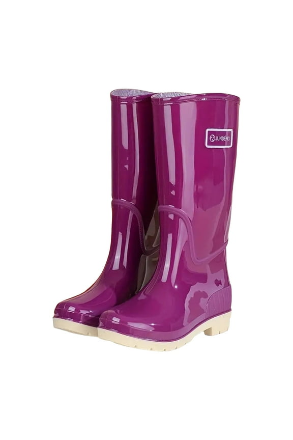 Knee High Rain Boots for Women Rubber Waterproof Anti-Slipping Knee Length Tall Rainboots|Purple 6.5