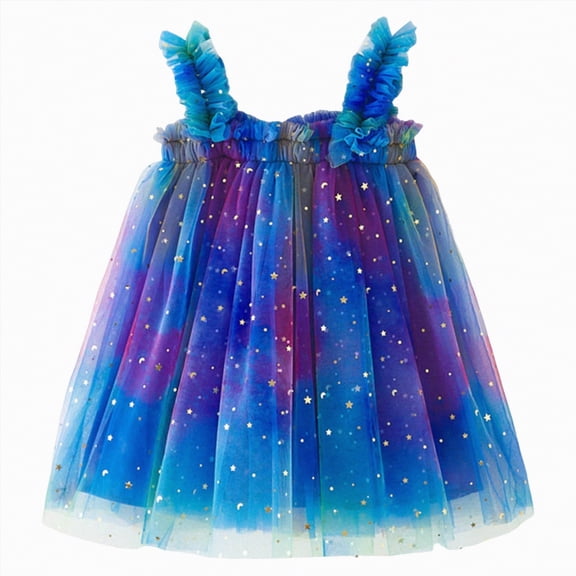 mgoYE Layered Tulle Tutu Dress for Toddler Girls,Baby Girl Rainbow Tutu Princess Skirt(Blue,3-4 Years)