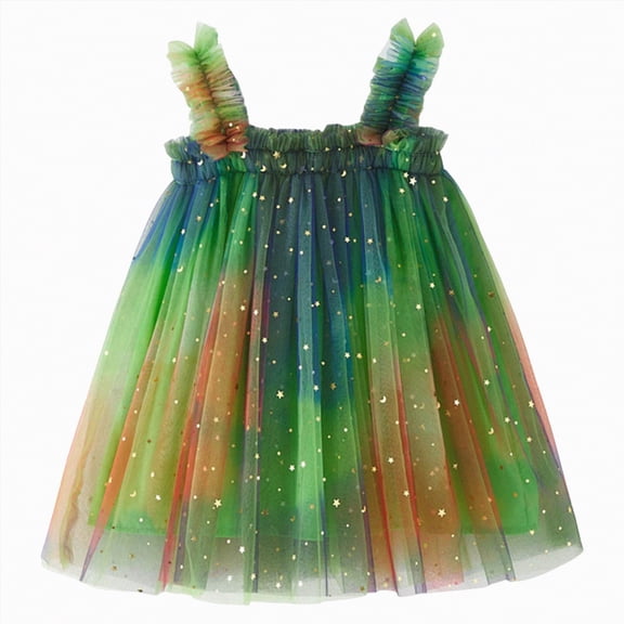 mgoYE Layered Tulle Tutu Dress for Toddler Girls,Baby Girl Rainbow Tutu Princess Skirt(Green,6-12 Months)