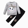 thumbnail image 1 of mgoYE Little Girls Outfits 2 Piece Kids Ruffle Sleeve Sweatshirt + Leggings Fall Leopard Clothing Sets 2-6 Years Old Toddler Baby Girls Clothes(Grey,3-4 Years), 1 of 9