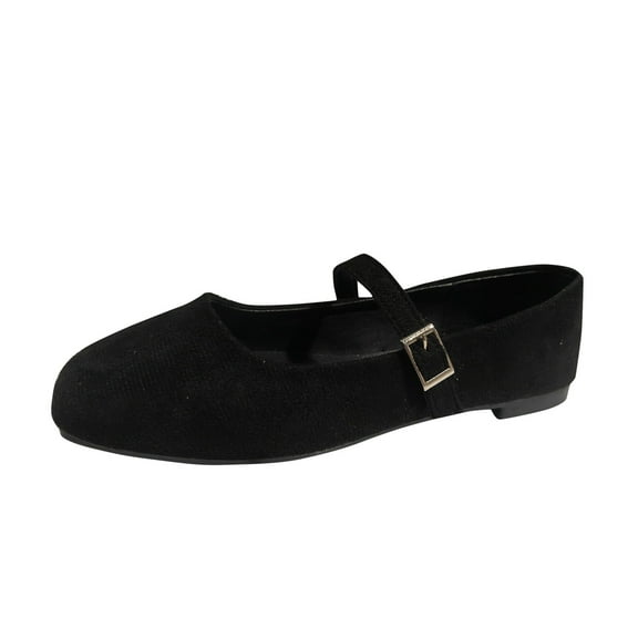 mgoYE Mary Jane Flats Shoes Women Adjustable Strap Ballet Slip on Shoes Square Toe Ballerina Flats|Black 6.5