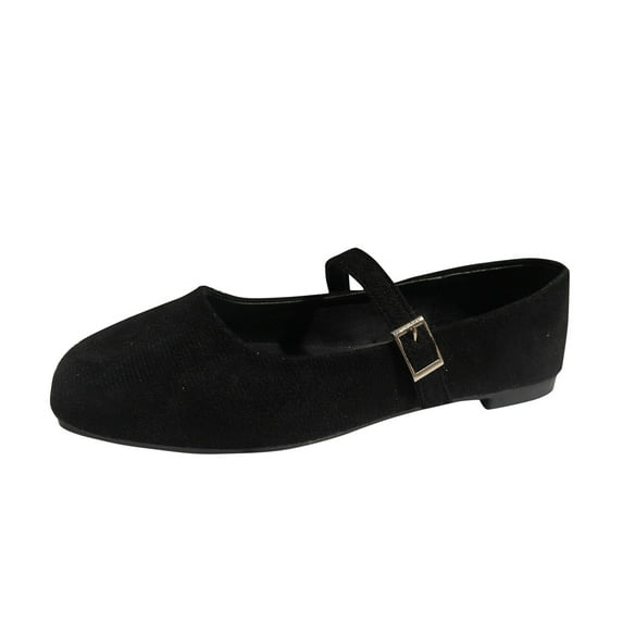 mgoYE Mary Jane Flats Shoes Women Adjustable Strap Ballet Slip on Shoes Square Toe Ballerina Flats|Black 8.5
