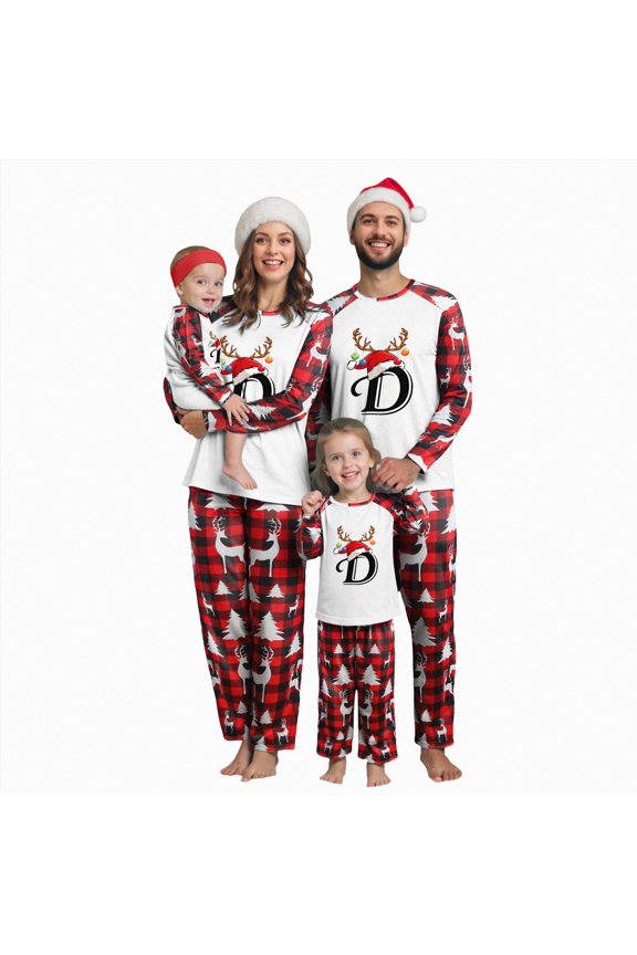 Matching Christmas Pajamas for Family Family Christmas Pajamas Matching Sets Fashion Cute Alphabet Xmas Pjs Sets Couples Matching Holiday Sleepwear