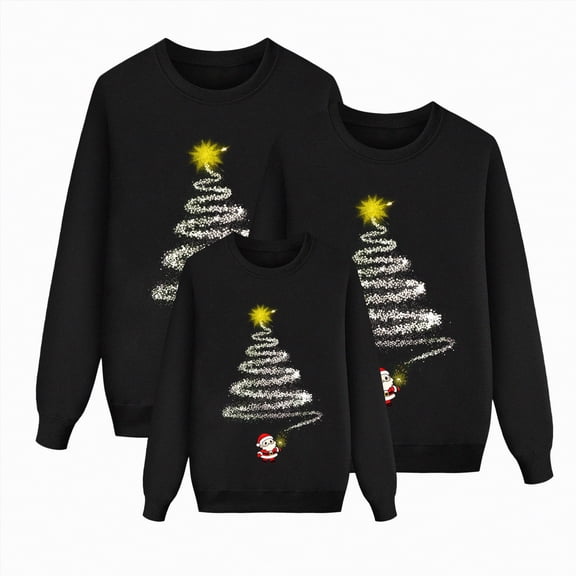 mgoYE Matching Christmas Sweatshirts for Family Holiday Xmas Pullover Tops Adults Womens Men Couples(Black,M)
