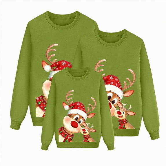 mgoYE Matching Family Christmas Sweatshirts Xmas Funny Pullover Tops Long Sleeve Holiday Shirts for Mom Dad Clothes(Green,M)