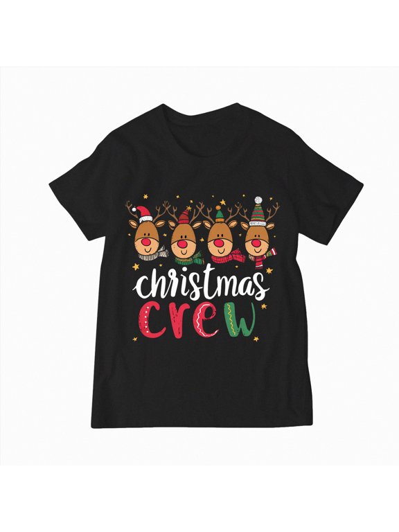 Matching Family Christmas T-Shirt Christmas T-Shirts for Family Couple Outfit Tee Christmas Top Parent-Child Short Sleeves(Black,2XL)