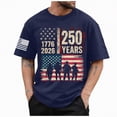 thumbnail image 1 of mgoYE Men American Flag Shirt 4th of July T-Shirt Patriotic Short Sleeve Tee USA Flag Stripe Star Summer Blouse Tops 250th Anniversary USA T-Shirt(Dark Blue,S), 1 of 5