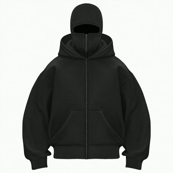 mgoYE Men Sweatshirt Womens Mens Jacket Zip Up Fashion Double Layer Hoodie Hip Hop Outerwear Jacket Y2K Clothing for Men and Women(Black,M)