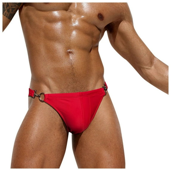 mgoYE Men's Swimwear Men's Hot Body Quick-Dry Swimsuit Briefs Sexy Prints Swimwear Bikini|Red,2XL