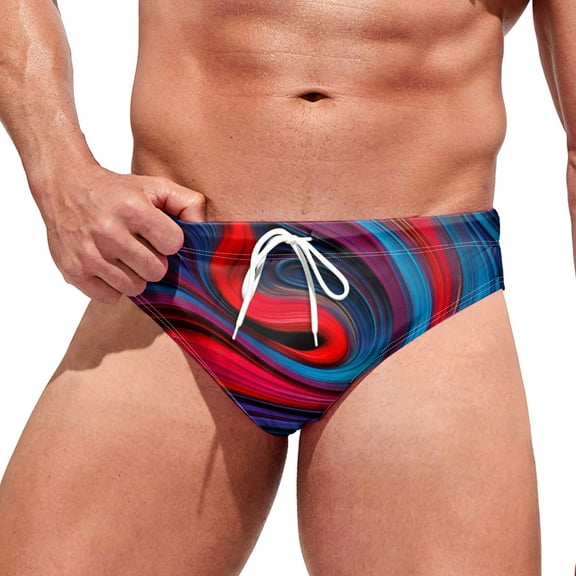 mgoYE Men's Swimwear Men's Swimwear Sexy Low Rise Bikini Briefs Quick-Dry Swimsuit with Drawstring|Red,2XL