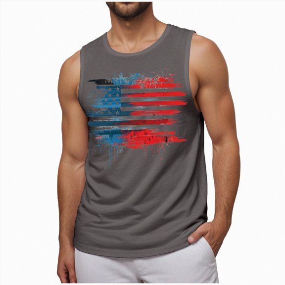 mgoYE Men's United States of America 1776-2026 Tops 4th of July Shirts Vintage Patriot Muscle Sleeveless Tees Mens T Shirt(Dark Gray,M)