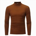thumbnail image 1 of mgoYE Mens Shirts Men's Turtleneck Shirts, Long Sleeve Mock Neck Knitted T-Shirt Basic Slim Fit Tops Cotton Pullover Sweaters(Coffee,M), 1 of 7