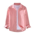 thumbnail image 1 of mgoYE Mens Summer Shirt Men's Long Sleeve Button Down Shirt Band Collar Beach Shirts Pink 3XL, 1 of 3