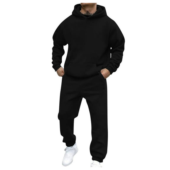 mgoYE Mens Tracksuit XXL Men's Casual 2 Piece Tracksuit Sets Long Sleeve Full Zip Jacket and Sweatpants Jogging Sport Outfits Sweatsuit|Black XL