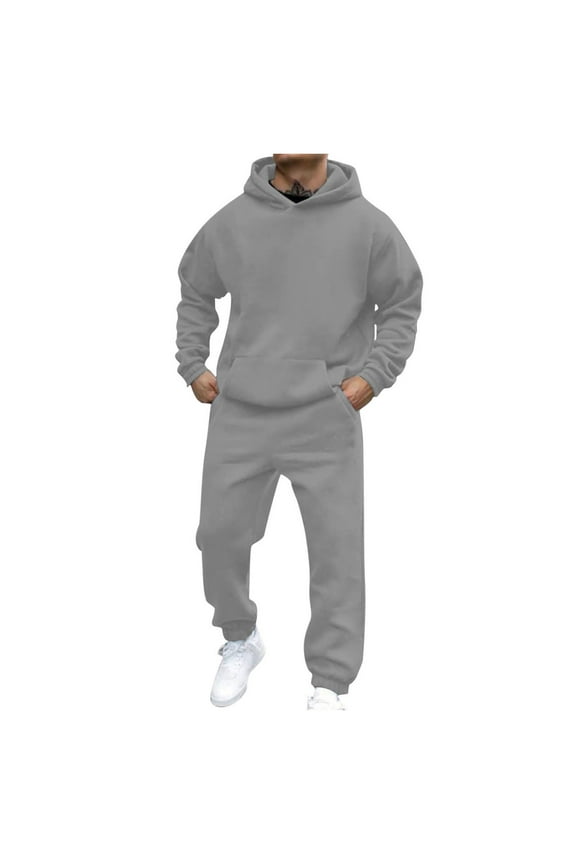 Mens Tracksuits 2 Piece Set Men's Casual 2 Piece Tracksuit Sets Long Sleeve Full Zip Jacket and Sweatpants Jogging Sport Outfits Sweatsuit Mens Tracksuit Men|Grey 2XL