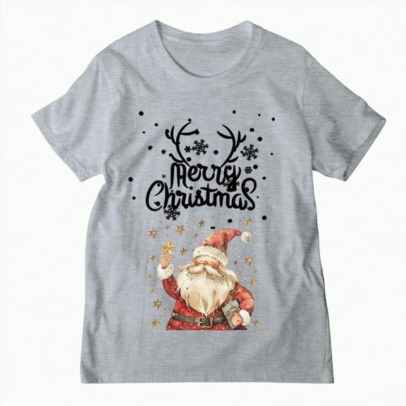 mgoYE Mom Christmas Family Matching Pajamas Mama Xmas Mother Short Sleeve T-Shirt(Grey,M)