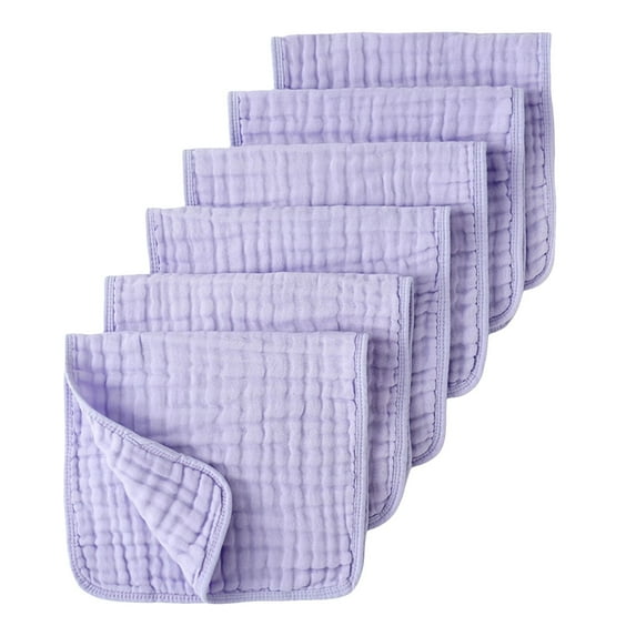 mgoYE Muslin Burp Cloths 20" x 10", Pack of 6- Large, 6-Layer, Ultra Absorbent Cotton for Baby - Soft, &Gentle Baby Burp Cloths for Boys & Girls - Multi|Purple 0-24 Months