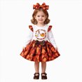 thumbnail image 1 of mgoYE My First Thanksgiving Baby Girl Outfit Newborn Turkey Romper Bow Tulle Skirt Fall Winter 2Pcs Skirts Outfits(Orange,4-5 Years), 1 of 9