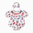 thumbnail image 1 of mgoYE Newborn 4th of July Outfit 0 3 6 9 12 18 24 Month Girl Fourth Clothing for Baby USA Bubble Romper Infant Bodysuit Memorial Day Size 6-12 Months, 1 of 9