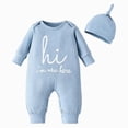thumbnail image 1 of mgoYE Newborn Baby Boy Clothes Letter/Pattern Printed Romper Jumpsuits One Piece Infant Coming Home Outfit 1/2/3Pcs Clothing Set(Light Blue,3-6 Months), 1 of 9