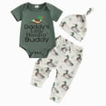 thumbnail image 1 of mgoYE Newborn Baby Boy Clothes Short Sleeve Romper Shirt Tops Pants Hat Summer Spring Outfits Set(Dark Green,0-3 Months), 1 of 6