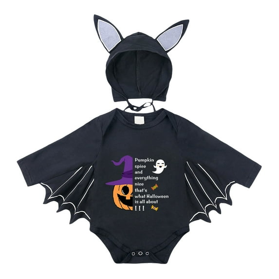 mgoYE Baby Boy Girl Halloween Bat Outfit Hooded Romper Skeleton Print Jumpsuit My First Halloween Boy Hooded Playsuit|Purple 12-18 Months