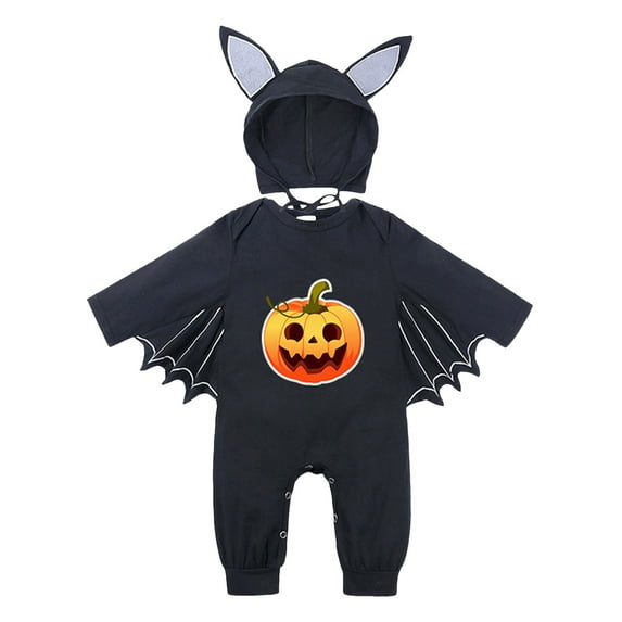 mgoYE Baby Boy Girl Halloween Bat Outfit Hooded Romper Skeleton Print Jumpsuit My First Halloween Boy Hooded Playsuit|Yellow 3-6 Months