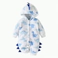 thumbnail image 1 of mgoYE Newborn Baby Boy Girl Snowsuit Long Sleeve Romper Onesie Toddler Infant Fall Winter Zipper Hooded Clothes(White,6-9 Months), 1 of 9