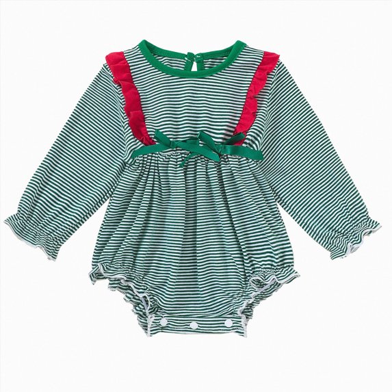 mgoYE Newborn Baby Girl Bubble Romper Long Sleeve Bodysuit Infant Fall Winter Outfit 9-18 Months