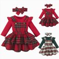 thumbnail image 1 of mgoYE Newborn Baby Girl Clothes 0-24M Toddler Long Sleeve Ruffle Romper Top Infant Skirt Set Little Girl Overall Dress(Red,6-12 Months), 1 of 9