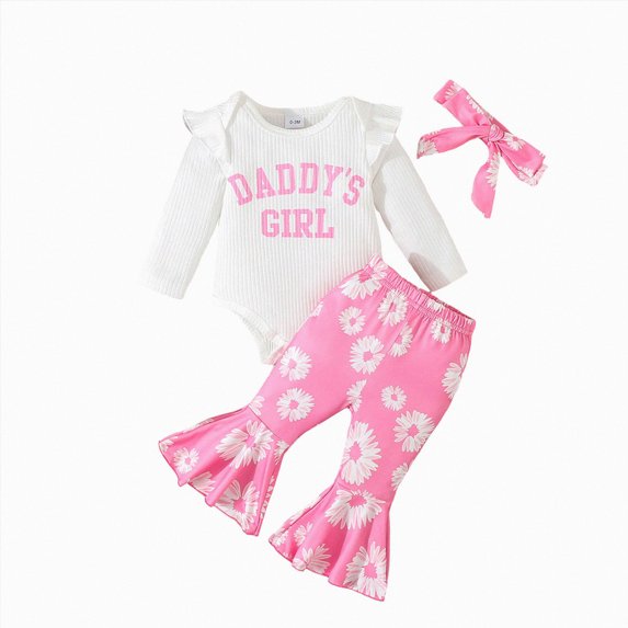 mgoYE Newborn Baby Girl Clothes Animals Style Long Sleeve Ruffle Romper Pants Set 3PCS