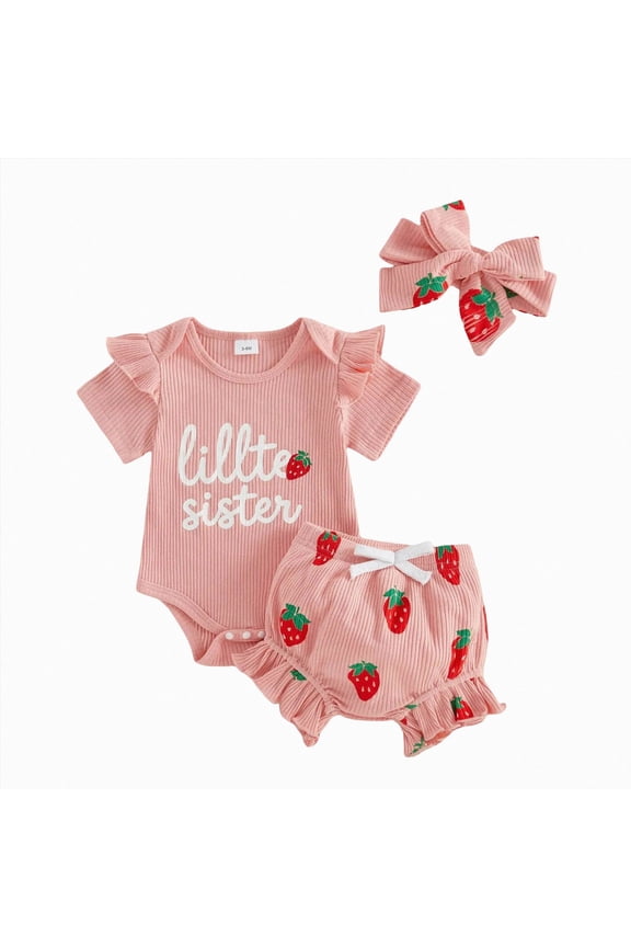 Newborn Baby Girl Clothes Mamas Girl Short Sleeve Romper Floral Shorts Headband Infant Summer Outfits(Pink,0-3 Months)