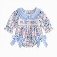 thumbnail image 1 of mgoYE Newborn Baby Girl Fall Clothes Flower Letters Print Daddy's Girl Long Sleeve Bow Romper Infant Bodysuit Cute Outfit(Light Blue,0-3 Months), 1 of 4