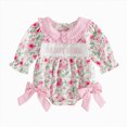 thumbnail image 1 of mgoYE Newborn Baby Girl Fall Clothes Flower Letters Print Daddy's Girl Long Sleeve Bow Romper Infant Bodysuit Cute Outfit(Red,3-6 Months), 1 of 4