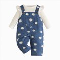 thumbnail image 1 of mgoYE Newborn Baby Girl Fall Outfits 6 9 12 18 24M Long Sleeve Top Suspender Overalls Pants Sets Infant 2Pcs Clothes, 1 of 9