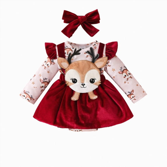 mgoYE Newborn Baby Girl Outfit Cute Romper Dress Ruffled Long Sleeve Bodysuit Cute Fall Winter Clothes