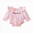 thumbnail image 1 of mgoYE Newborn Baby Girl Smocked Thanksgiving Outfit Infant Plaid Bubble Romper Embroidery Turkey Fall Clothes|Orange,6-12 Months, 1 of 8