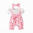thumbnail image 1 of mgoYE Newborn Baby Girl Summer Clothes Short Sleeve Bubble Romper Bow Shorts Jumpsuit Infant Outfit 0 3 6 9 12 18 Months(Red,9-12 Months), 1 of 9