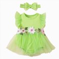 thumbnail image 1 of mgoYE Newborn Baby Girl Summer Rompers Summer Dress Infant Ruffled Sleeveless Clothes with Headband 3 6 9 12 18 Months(Green,6-9 Months), 1 of 5