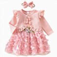 thumbnail image 1 of mgoYE Newborn Baby Girls Tutu Dress Flower Butterfly Tulle Fairy Dress Cardigan Headband Set for Toddler Long Sleeve Party 3 Piece Outfit Set Size 12-18 Months Pink, 1 of 9