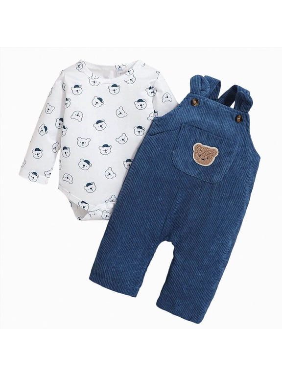 Newborn Infant Baby Boy Clothes Long Sleeve Romper Pants Fall Winter Outfits Set 3 6 9 12 18 24 Months