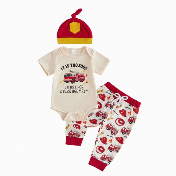 mgoYE Newborn Infant Baby Clothes Short Sleeve Romper + Pants + Hat 3PCS Outfits Set 9-12 Months