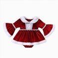 thumbnail image 1 of mgoYE Newborn Infant Baby Girl Christmas Clothes 3 6 9 12 18M Romper Dress Trim Velvet Jumpsuit Bodysuit(Wine,3-6 Months), 1 of 9